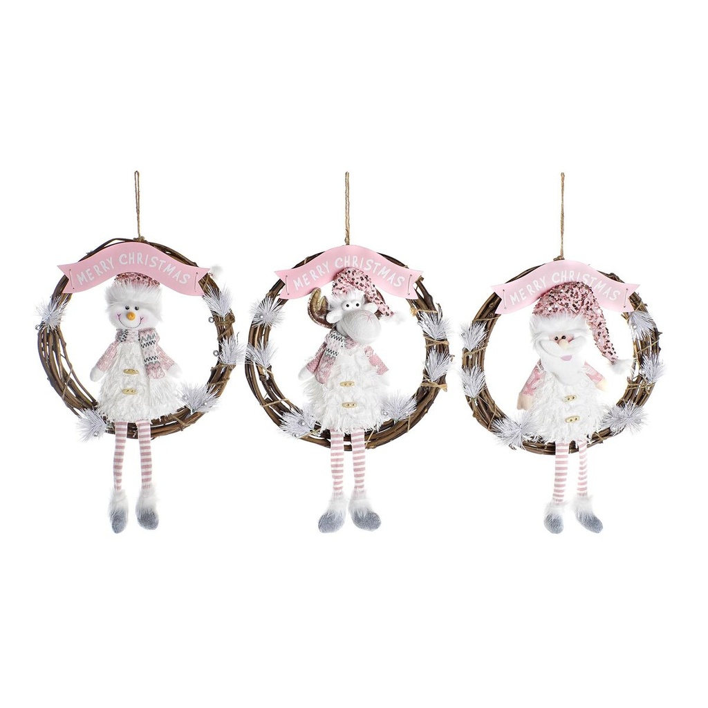 Adorno Navideño DKD Home Decor Ratán (37 x 10 x 38 cm) (3 Unidades)