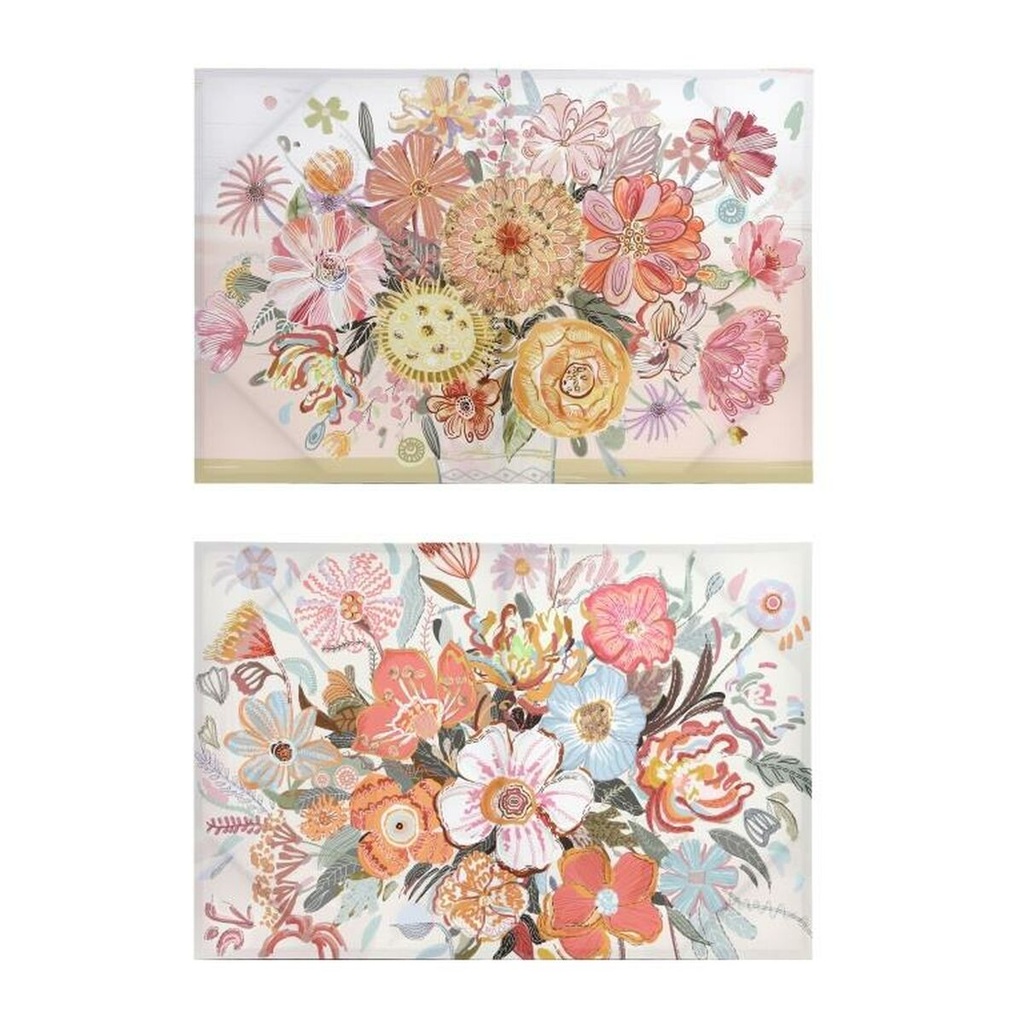 Lienzo DKD Home Decor Flores (2 Unidades) (90 x 3 x 60 cm)