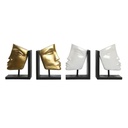 Bookend DKD Home Decor White Golden Resin Modern Face 30,5 x 10 x 22 cm (2 Units)