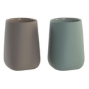 Portacepillos de Dientes DKD Home Decor Verde Beige Dolomita 8 x 8 x 11 cm (2 Unidades)