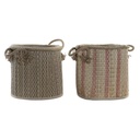 Cesta Multiusos DKD Home Decor Marrón Negro Rojo Yute Jute Fibra natural Boho 30 x 30 x 36 cm (2 Unidades)