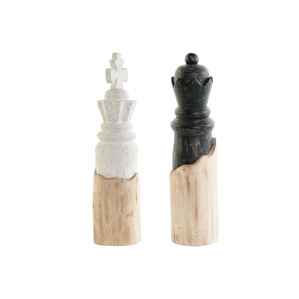 Decorative Figure DKD Home Decor White Brown Black Chess Pieces Loft 12 x 12 x 48 cm (2 Units)