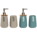Set de Baño Home ESPRIT Beige Turquesa Bambú ABS Dolomita 9 x 8,5 x 19 cm (2 Unidades)