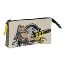 Portatodo Triple Jurassic World Warning Gris 22 x 12 x 3 cm