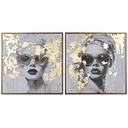 Painting Home ESPRIT Golden chica 70 x 3,5 x 70 cm (2 Units)