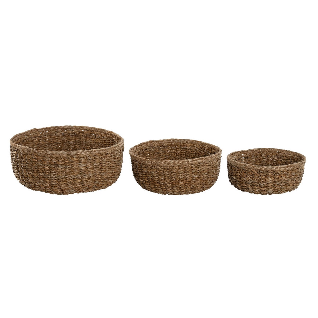 Juego de Cestas Home ESPRIT Fibra natural Boho 30 x 30 x 13 cm