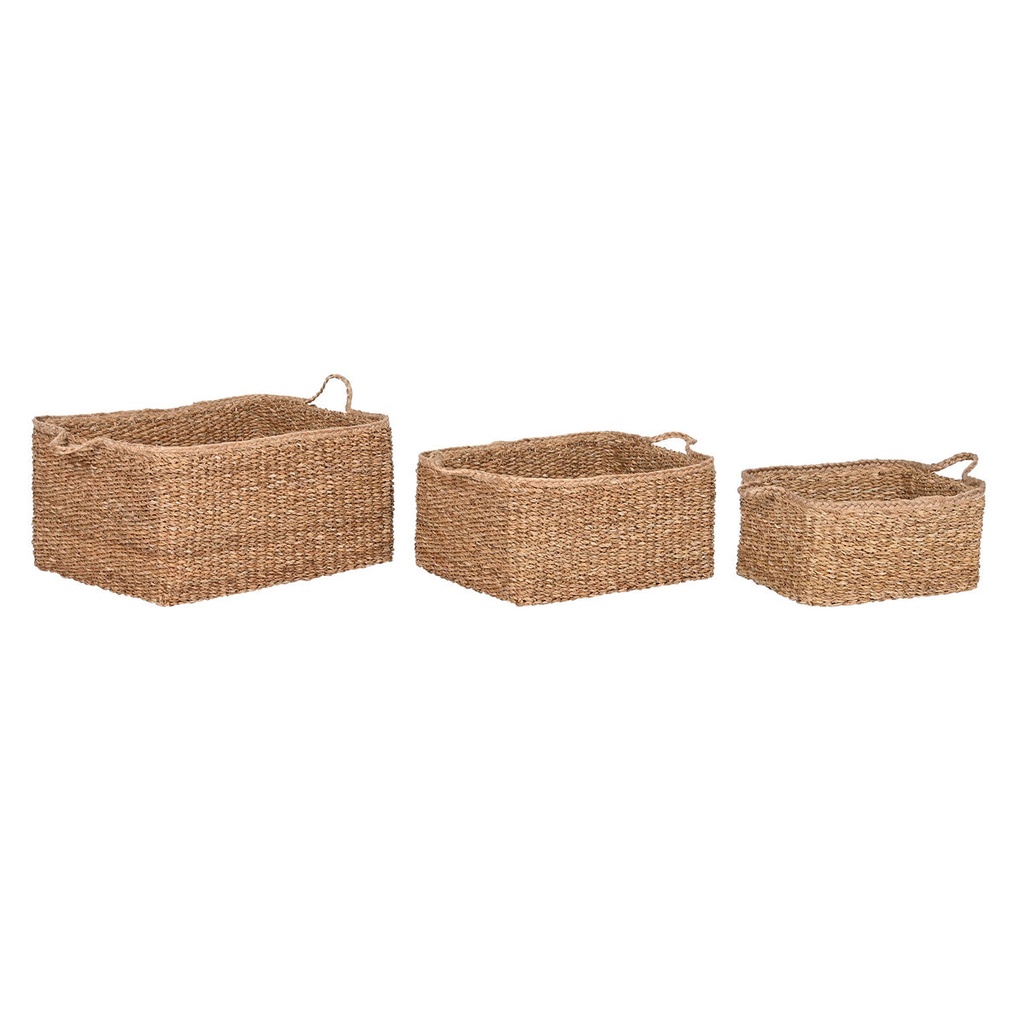 Juego de Cestas Home ESPRIT Natural Fibra natural Boho 50 x 40 x 30 cm 3 Piezas