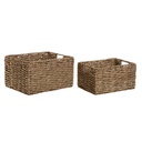 Juego de Cestas Home ESPRIT Natural Metal Fibra natural 36 x 28 x 21 cm 2 Piezas