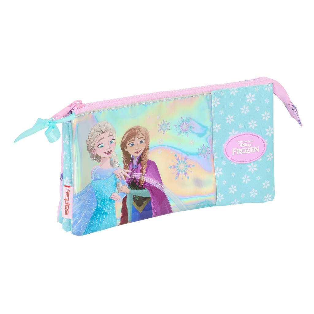 Portatodo Triple Frozen Cool days Violeta Azul cielo 22 x 12 x 3 cm
