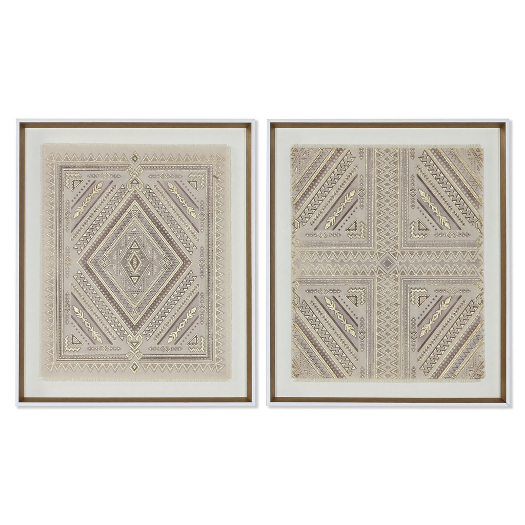 Lienzo Home ESPRIT Blanco Natural Boho 50 x 3,8 x 60 cm (2 Unidades)