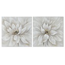 Painting Home ESPRIT White Canvas MDF Wood Flower Romantic 80 x 3 x 80 cm (2 Units)