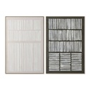 Cuadro Home ESPRIT Blanco Verde Beige Gris oscuro Poliestireno Lienzo Rayas Urbano (2 Unidades)