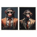 Cuadro Home ESPRIT Poliestireno Lienzo Moderno Lacado Chimpancé 52,5 x 3 x 72,5 cm (2 Unidades)
