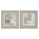 Cuadro Home ESPRIT Marrón Beige Abstracto Urbano 62 x 3,2 x 62 cm (2 Unidades)
