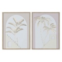 Cuadro Home ESPRIT Blanco Beige Palmeras Escandinavo 45 x 2,2 x 60 cm (2 Unidades)