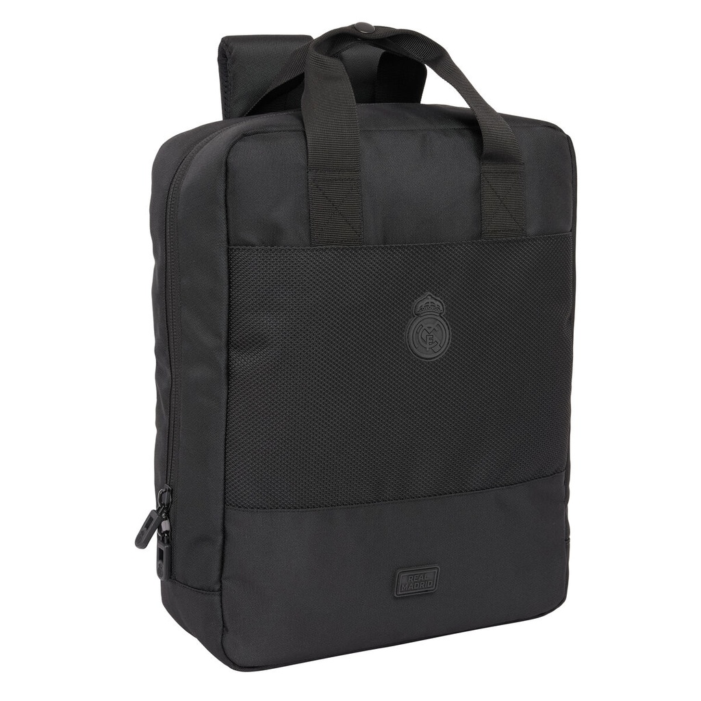 Mochila para Portátil Real Madrid C.F. Premium Negro 29 x 39 x 11 cm 13,3"
