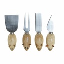 Cheese Knives DKD Home Decor Silver Natural Stainless steel Pinewood