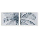 Cuadro Home ESPRIT Azul Blanco Palmeras Mediterráneo 80 x 2 x 60 cm (2 Unidades)