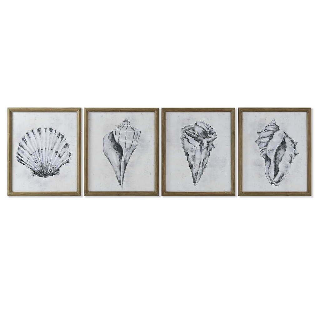 Cuadro Home ESPRIT Gris Natural 50 x 2,5 x 60 cm (4 Unidades)