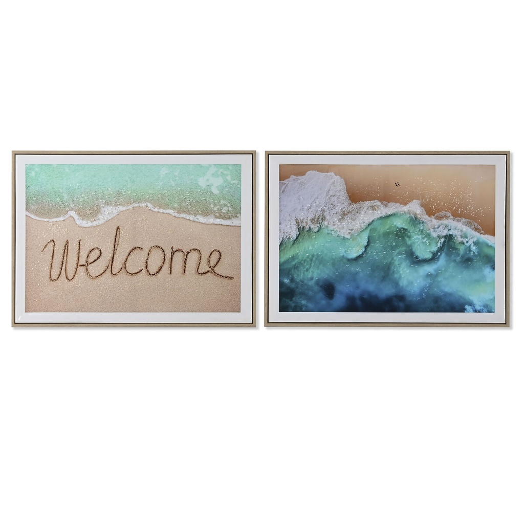 Painting Home ESPRIT Beach Mediterranean 72,5 x 3 x 52,5 cm (2 Units)