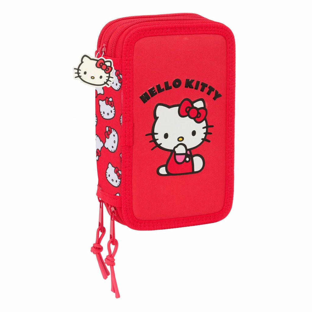 Triple Pencil Case Hello Kitty Iconic White Red 12,5 x 19,5 x 5,5 cm 37 Pieces