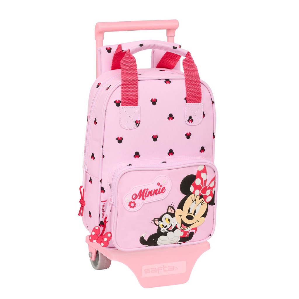 School Rucksack with Wheels Minnie Mouse Naive Pink 20 x 28 x 8 cm