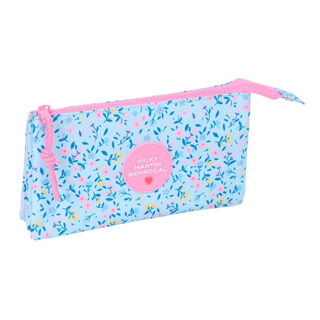 Portatodo Triple Vicky Martín Berrocal Paraíso Rosa Azul claro 22 x 12 x 3 cm
