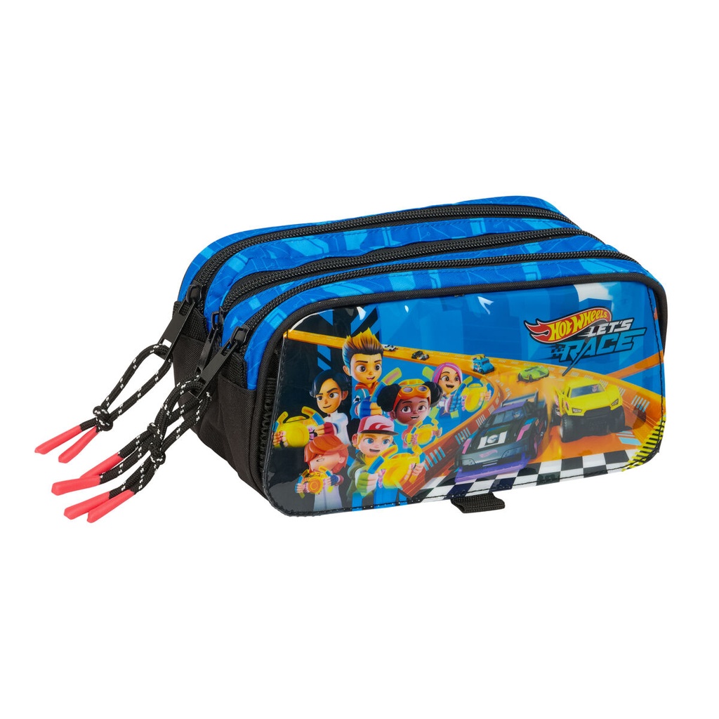 Portatodo Triple Hot Wheels Let's race Azul Negro 21,5 x 10 x 8 cm