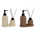 Set de Baño Home ESPRIT Crema Terracota ABS Dolomita 17 x 9 x 2 cm 3 Piezas (2 Unidades)