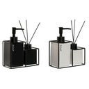 Bath Set Home ESPRIT White Black Metal Dolomite 14,5 x 8 x 17 cm 2 Pieces (2 Units)