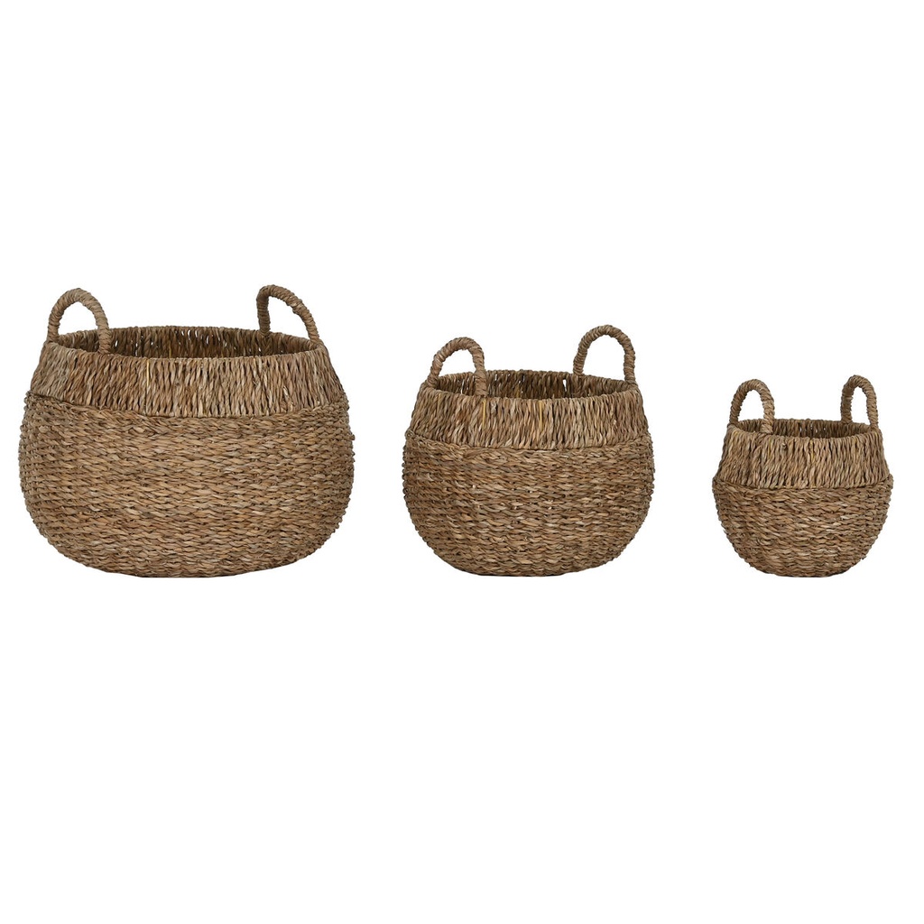 Basket set Home ESPRIT Natural Metal Seagrass (3 Pieces)