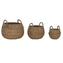 Basket set Home ESPRIT Natural Metal Seagrass (3 Pieces)