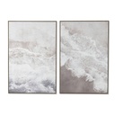 Cuadro Home ESPRIT Blanco Beige Purpurina Mediterráneo 60 x 3 x 90 cm (2 Unidades)