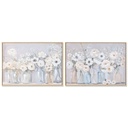 Cuadro Home ESPRIT Azul Blanco Verde Beige Jarrón Shabby Chic 70 x 3,5 x 50 cm (2 Unidades)