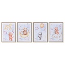 Cuadro Home ESPRIT Azul Marrón Infantil 30 x 2 x 40 cm (4 Unidades)