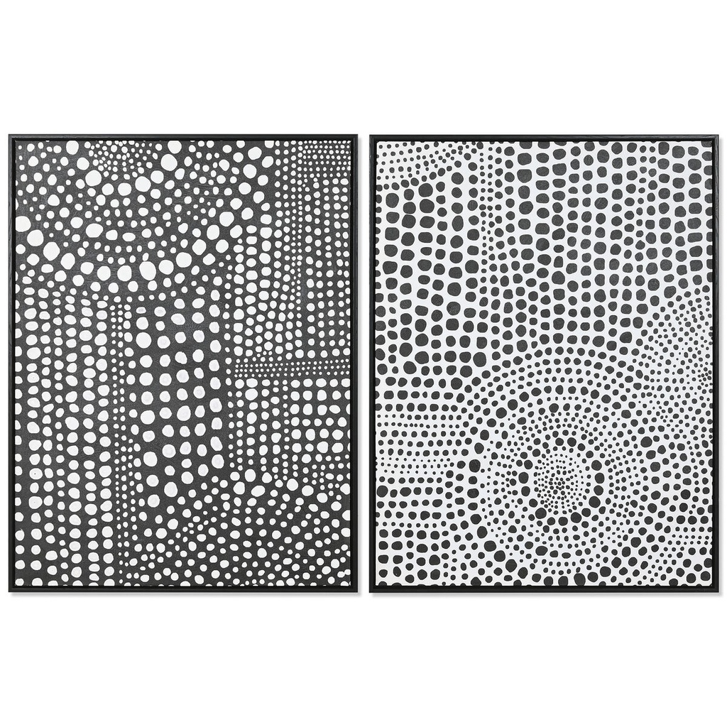 Cuadro Home ESPRIT Blanco Negro Abstracto Moderno Lacado 60 x 3,5 x 80 cm (2 Unidades)