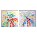 Cuadro Home ESPRIT Palmeras Tropical 80 x 3,5 x 80 cm (2 Unidades)