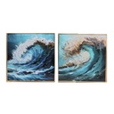 Cuadro Home ESPRIT Azul Blanco Marrón Mar y océano 80 x 3,5 x 80 cm (2 Unidades)