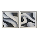 Cuadro Home ESPRIT Blanco Negro Abstracto Moderno 80 x 3,5 x 80 cm (2 Unidades)