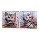 Cuadro Home ESPRIT Moderno Gato 80 x 3,5 x 80 cm (2 Unidades)