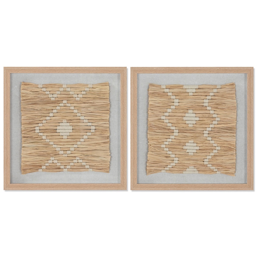 Cuadro Home ESPRIT Blanco Natural Escandinavo 40 x 3 x 40 cm (2 Unidades)