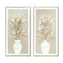 Cuadro Home ESPRIT Blanco Beige Jarrón Tradicional 62 x 4,5 x 122 cm (2 Unidades)