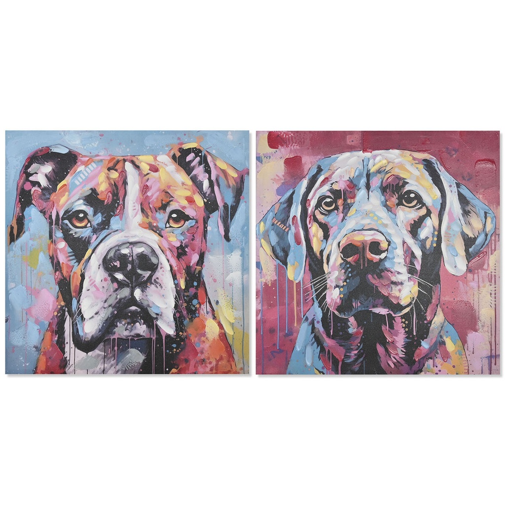 Painting Home ESPRIT Modern Dog 80 x 3 x 80 cm (2 Units)
