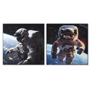 Cuadro Home ESPRIT Azul Negro Moderno Astronauta Lacado 100 x 4 x 100 cm (2 Unidades)