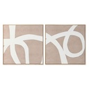 Cuadro Home ESPRIT Blanco Beige Abstracto 103 x 4,3 x 103 cm (2 Unidades)