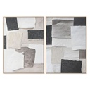Cuadro Home ESPRIT Blanco Negro Beige Abstracto 103 x 4,3 x 143 cm (2 Unidades)