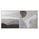 Cuadro Home ESPRIT Marrón Negro Beige Abstracto 123 x 4,3 x 123 cm (2 Unidades)