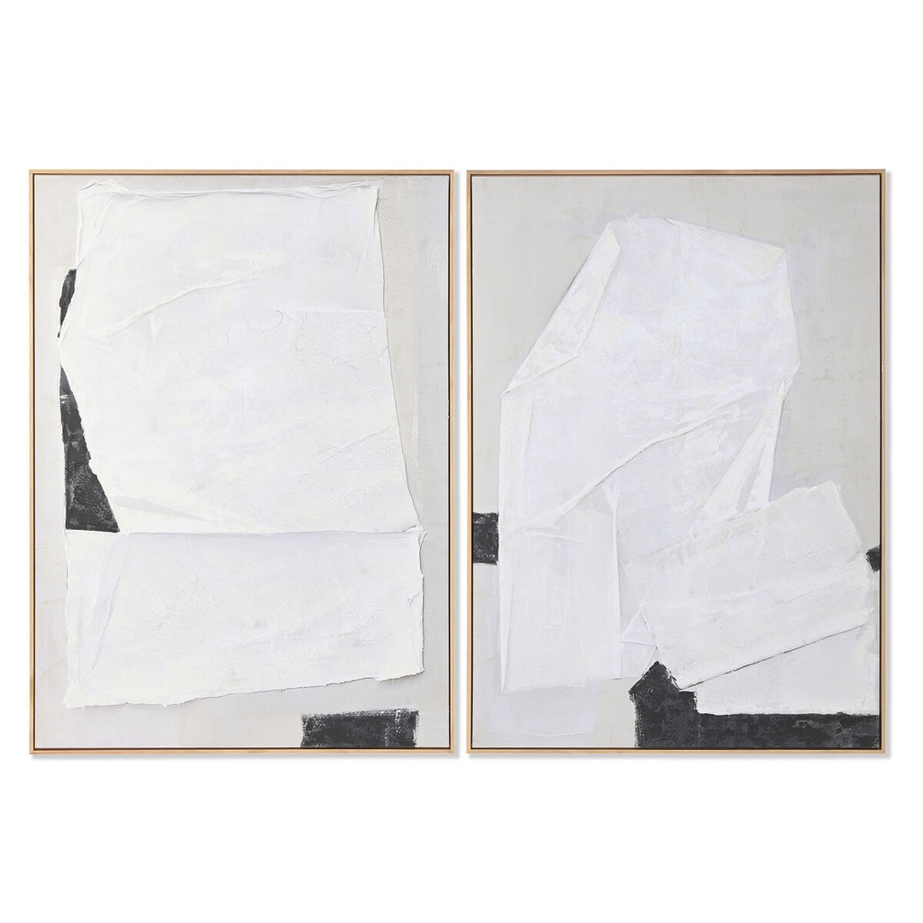 Cuadro Home ESPRIT Blanco Negro Beige Abstracto 103 x 4,3 x 143 cm (2 Unidades)
