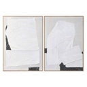 Cuadro Home ESPRIT Blanco Negro Beige Abstracto 103 x 4,3 x 143 cm (2 Unidades)