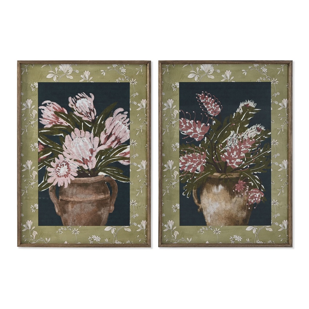 Painting Home ESPRIT Blue Green Pink Shabby Chic Vase 50 x 2,5 x 70 cm (2 Units)